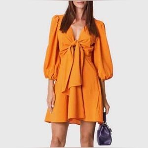 Ted Baker London Jozelyn Seersucker Tie Front Mini Dress Orange Sz 1 Fits US 4